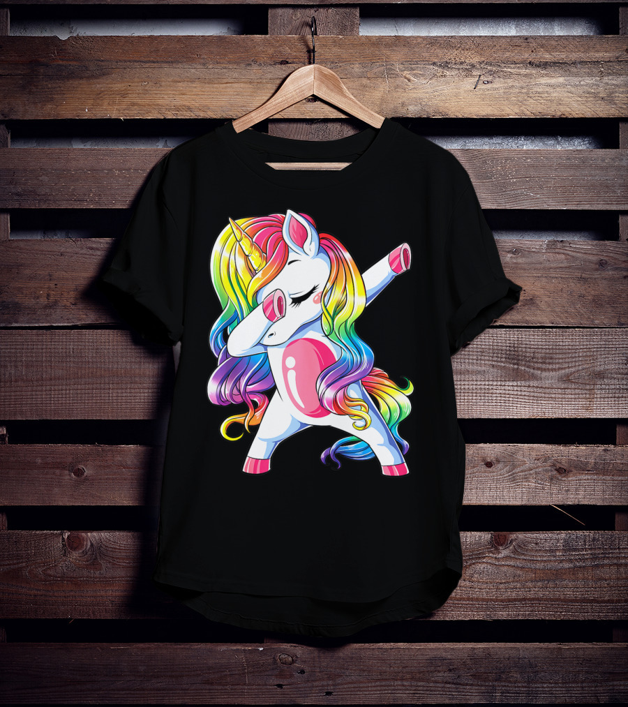 Dabbing Unicorn Rainbow Dance Squad Women Funny Dab T-Shirt