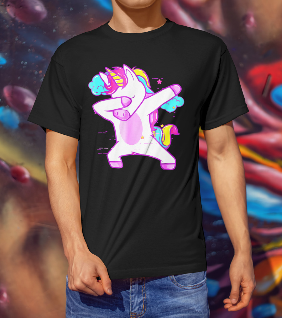Dabbing Unicorn Dab Girls Boys Adults Rainbow Fantasy T-Shirt