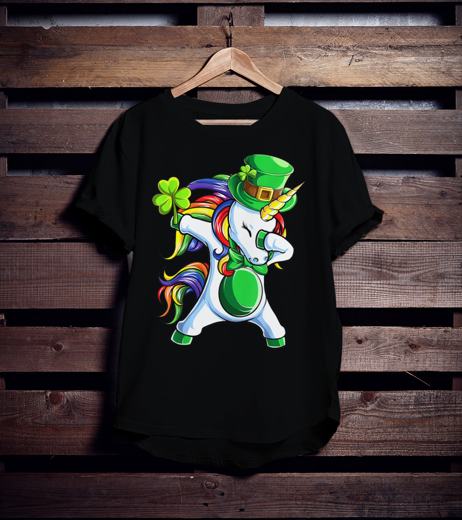 Dabbing Unicorn Lepricorn St Patricks Day Girls T-Shirt