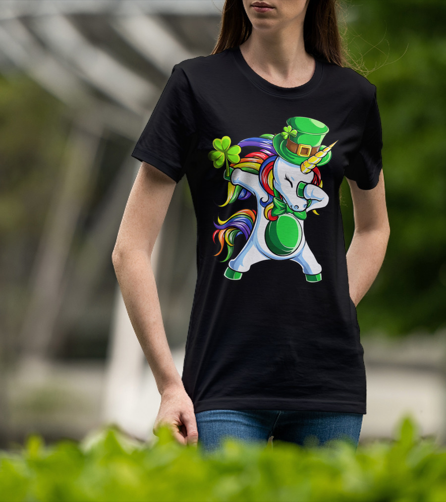 Dabbing Unicorn Lepricorn St Patricks Day Girls T-Shirt