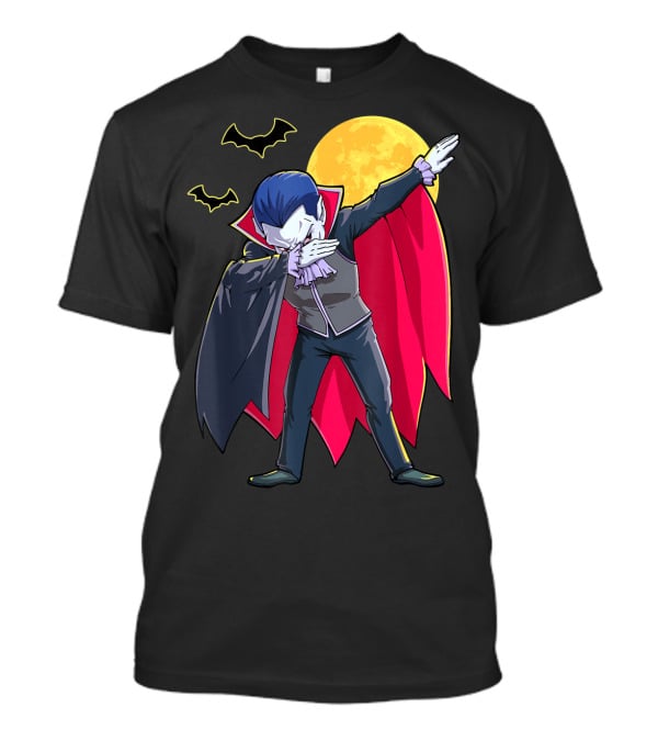 Dracula Vampire Dabbing Count Dabula Halloween Bats Moon T-Shirt