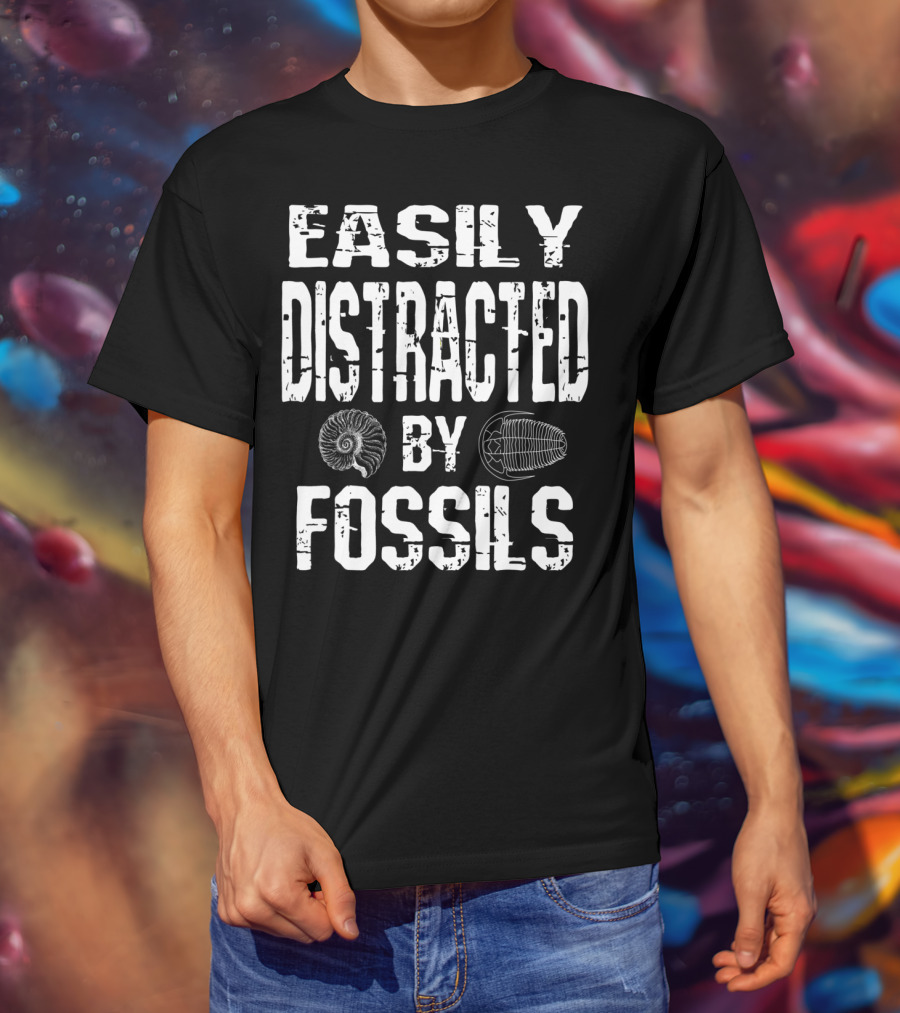 Easily Distracted By Fossils Fossil Collector Humor Ammonite Trilobite T-Shirt