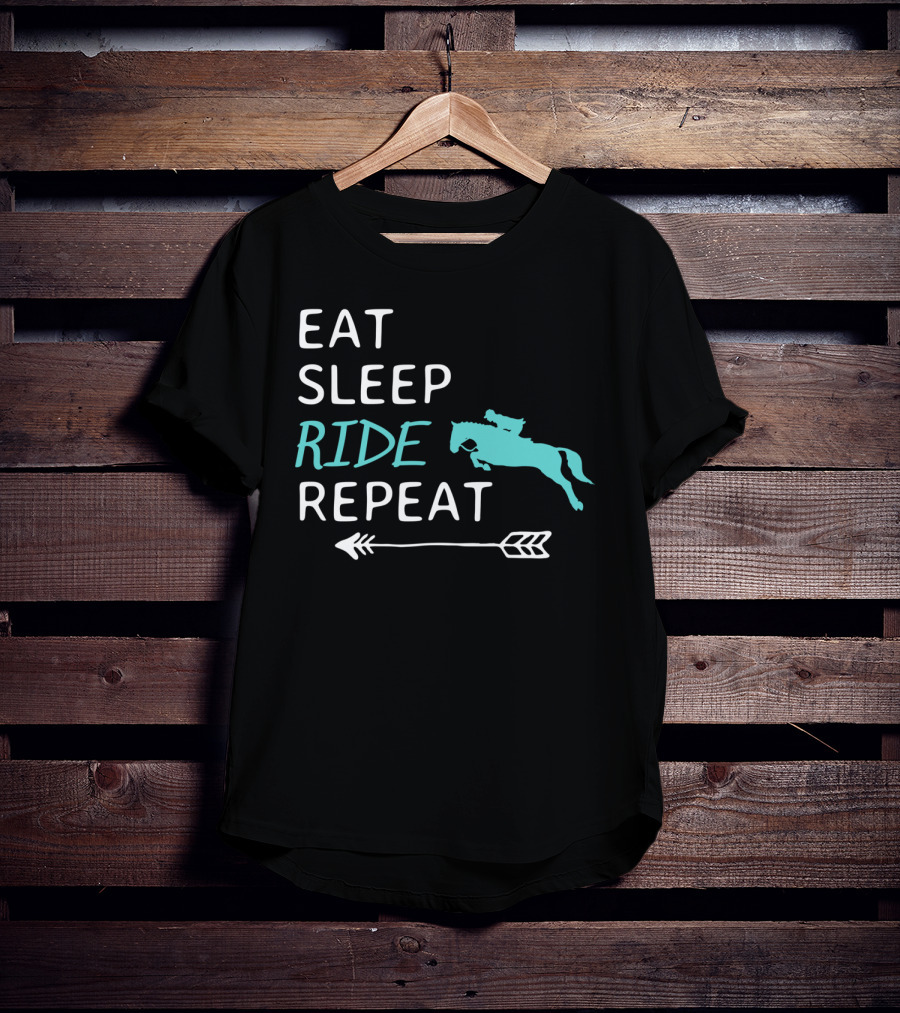 Eat Sleep Ride Repeat Horseback Riding Silhouette Arrow T-Shirt
