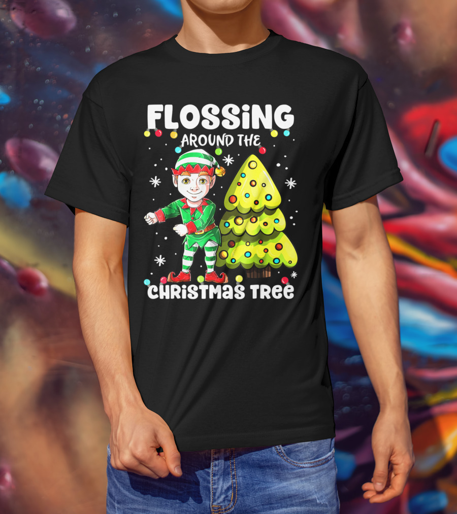 Flossing Elf Dancing Around The Christmas Tree T-Shirt