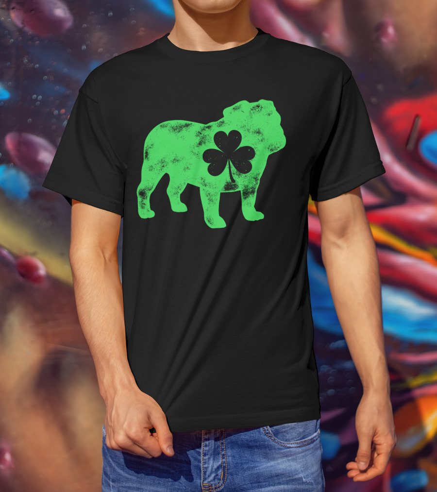 English Bulldog Shamrock St Patricks Day Men Dog T-Shirt