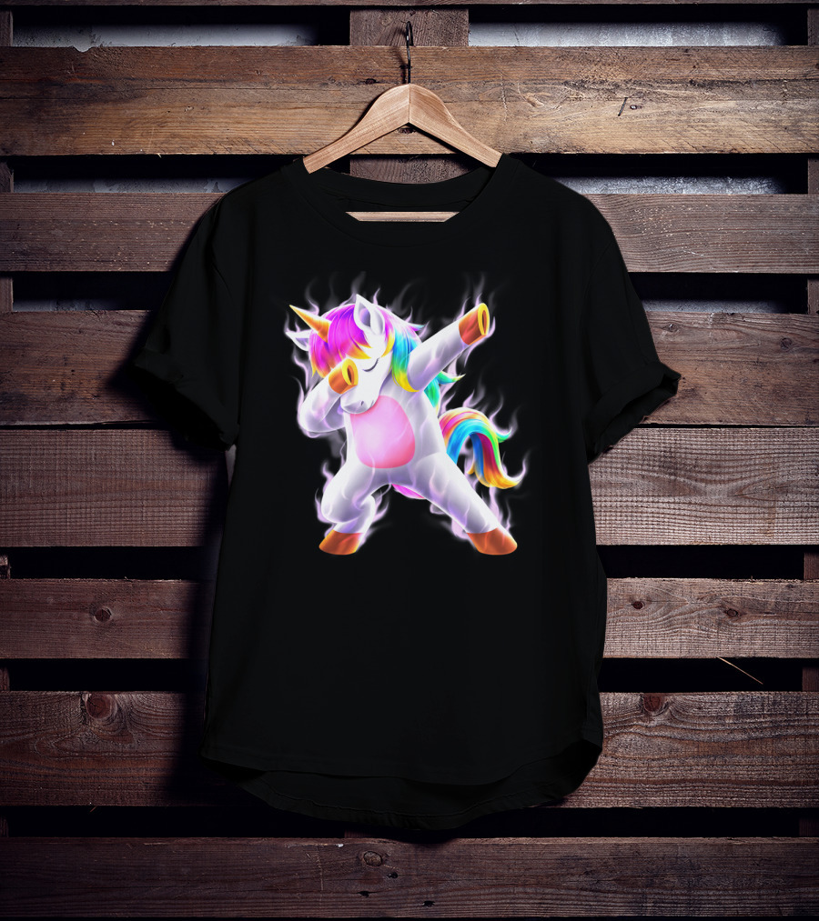 Dabbing Rainbow Unicorn Fantasy Magic Bright Mane T-Shirt
