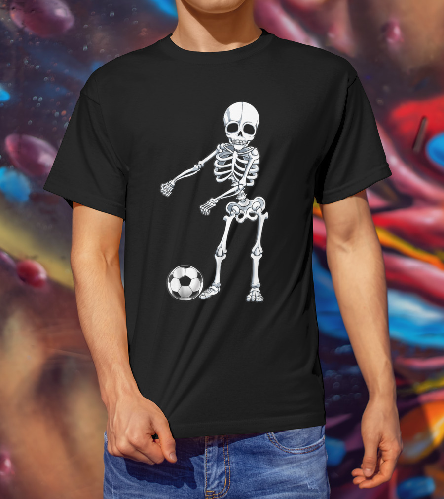 Floss Dance Skeleton Soccer Ball Boys Men Flossing Skeleton Soccer Combo T-Shirt