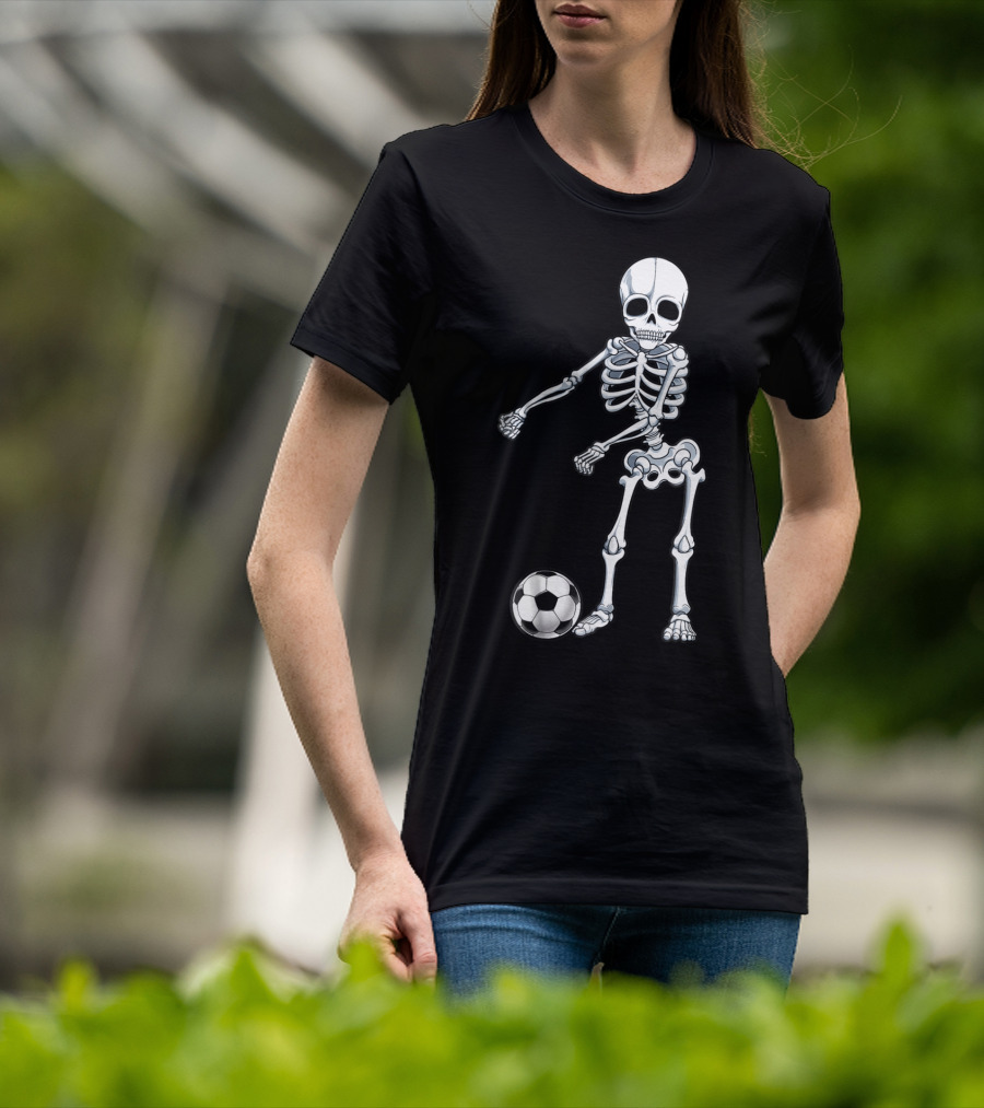 Floss Dance Skeleton Soccer Ball Boys Men Flossing Skeleton Soccer Combo T-Shirt