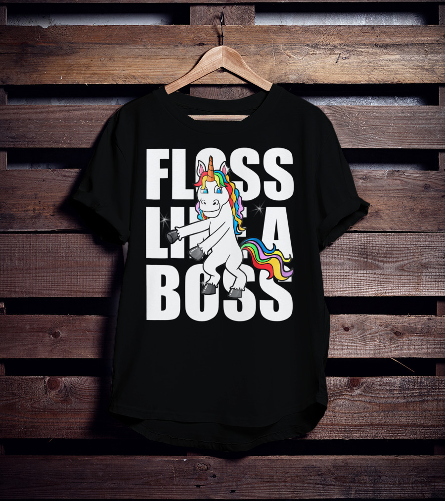 Floss Like A Boss Rainbow Unicorn Dance Girls T-Shirt
