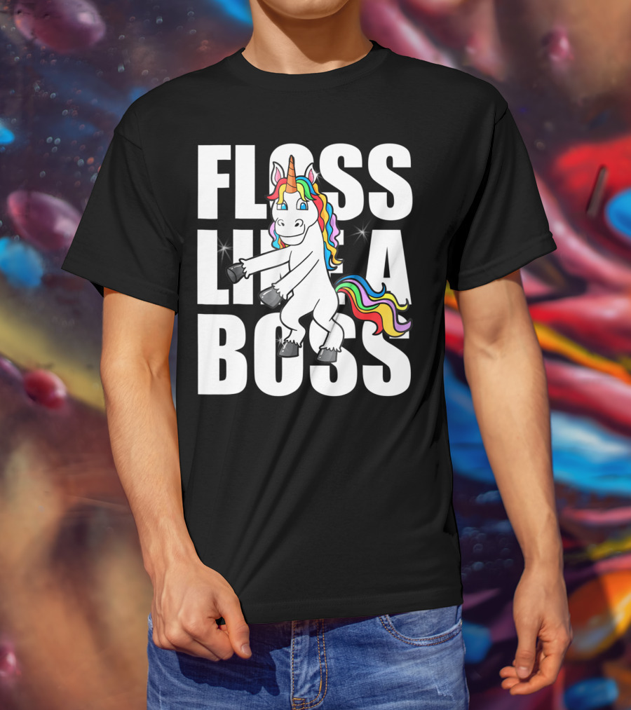 Floss Like A Boss Rainbow Unicorn Dance Girls T-Shirt