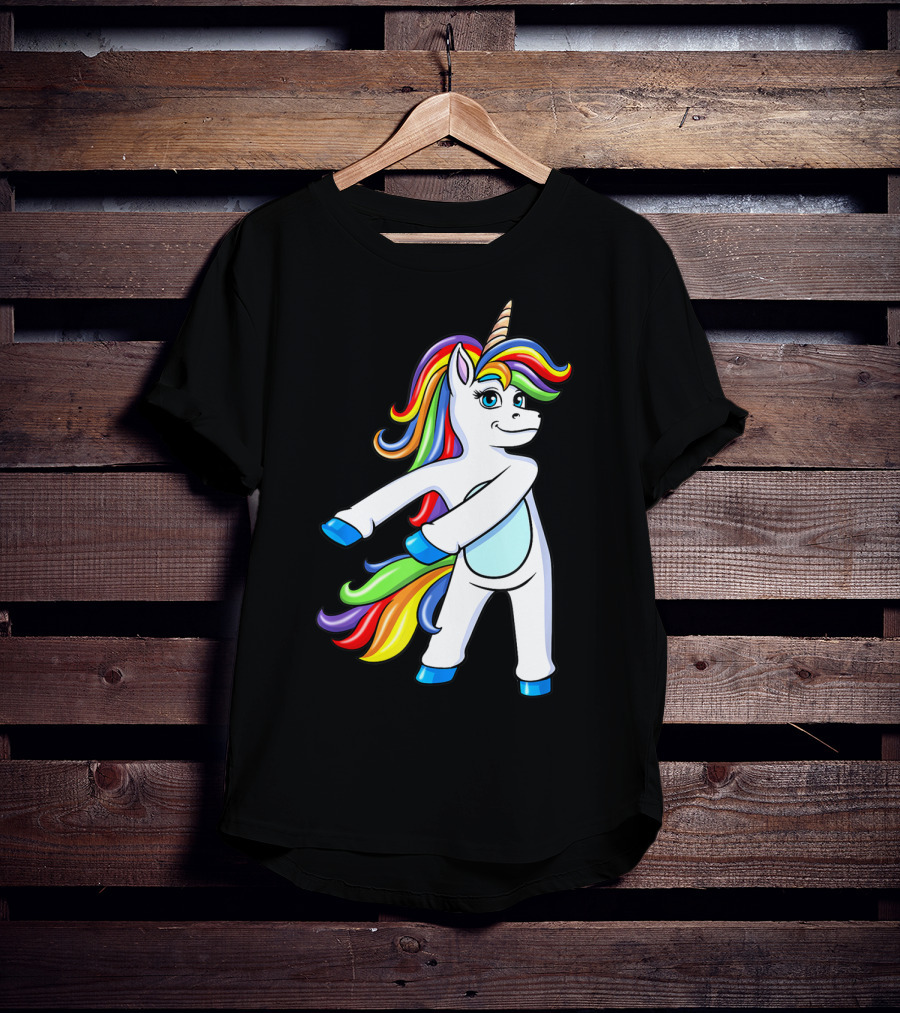 Flossing Unicorn Dance With Rainbow Mane And Tail T-Shirt