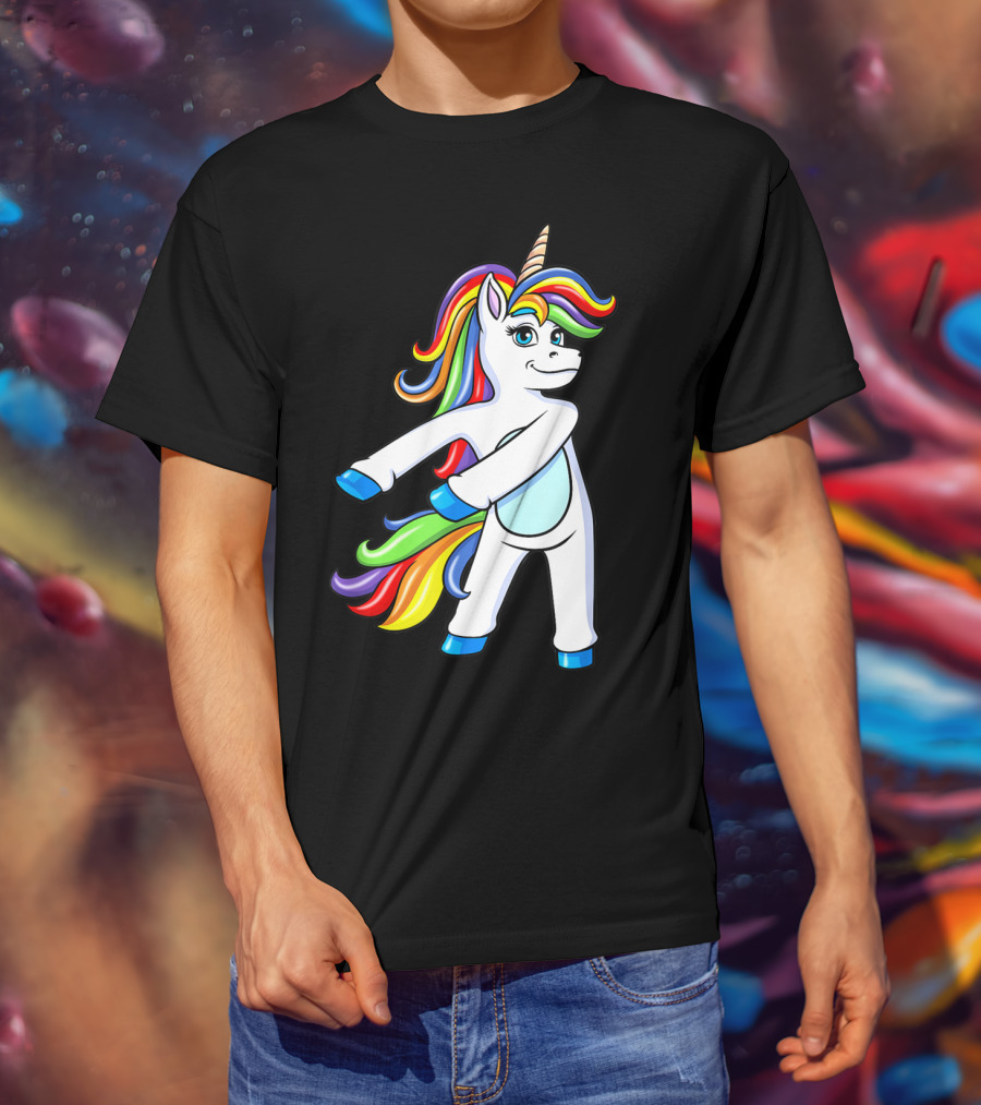 Flossing Unicorn Dance With Rainbow Mane And Tail T-Shirt