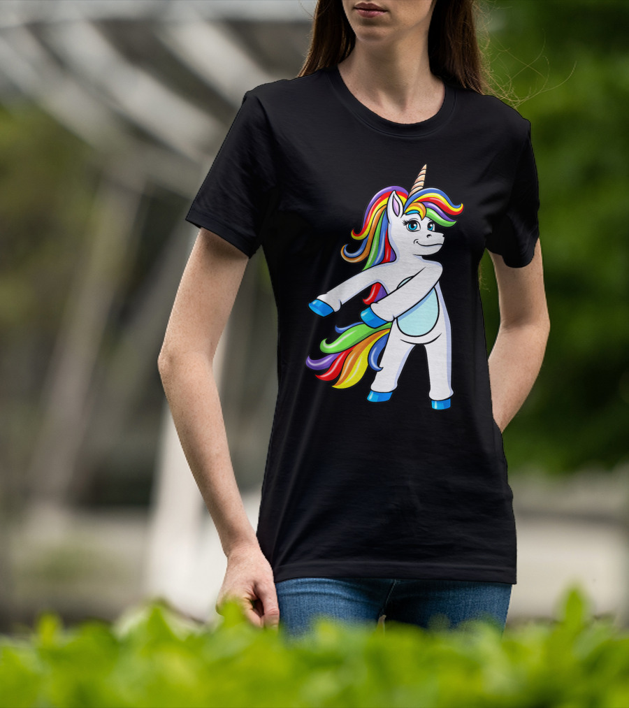 Flossing Unicorn Dance With Rainbow Mane And Tail T-Shirt