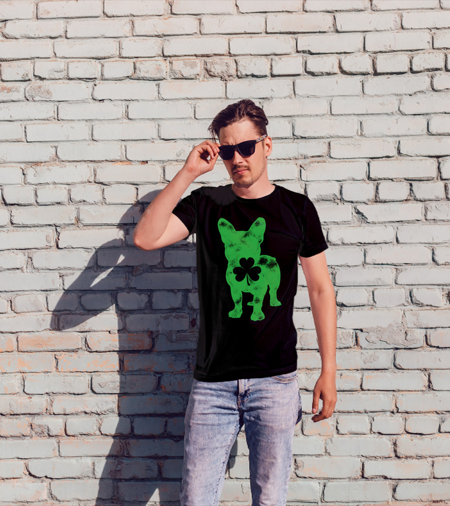 French Bulldog Shamrock St Patricks Day Men Dog T-Shirt