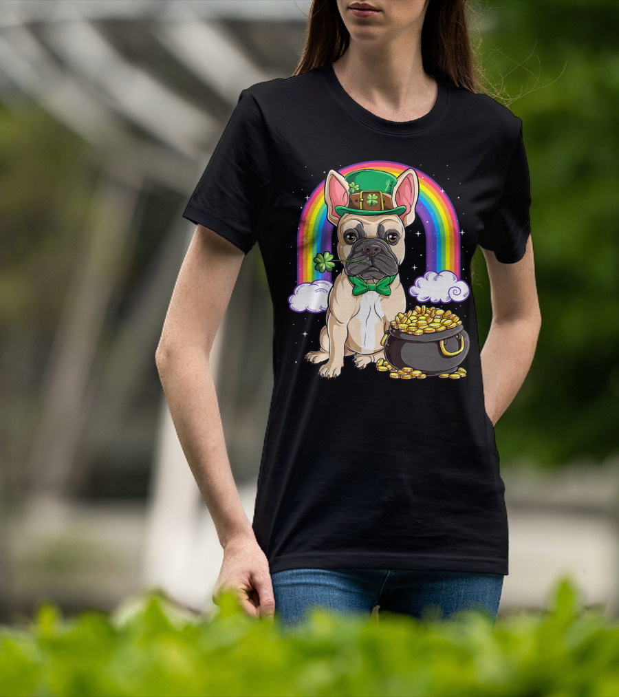 French Bulldog Leprechaun St Patricks Day Boys Rainbow Pot Of Gold T-Shirt