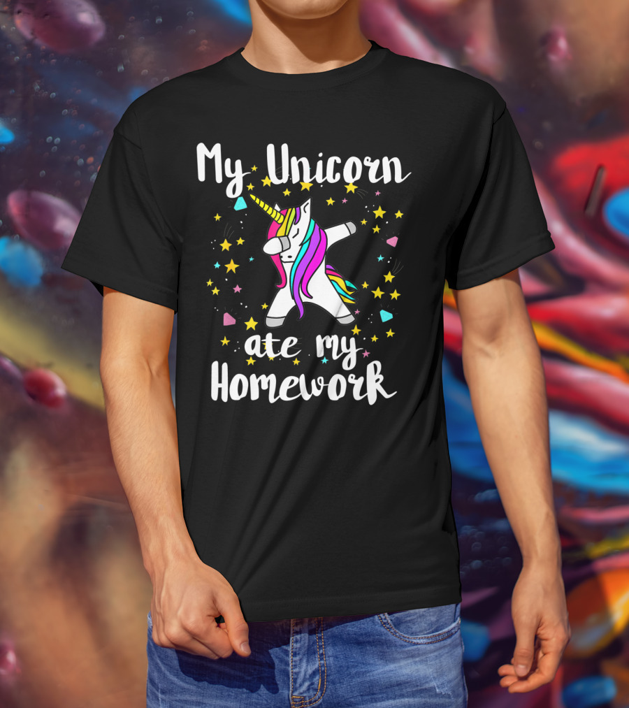 My Unicorn Ate My Homework Dabbing Unicorn Funny Novelty Kids T-Shirt