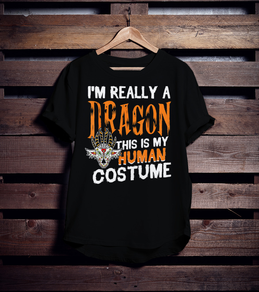 I'm Really A Dragon This Is My Human Costume Halloween Men Boy T-Shirt