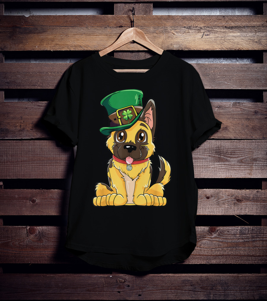 German Shepherd In Leprechaun Hat St Patricks Day Dog T-Shirt