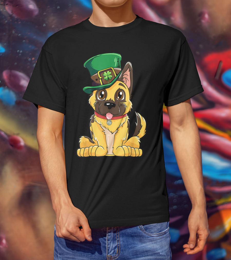 German Shepherd In Leprechaun Hat St Patricks Day Dog T-Shirt