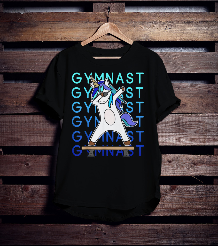 Gymnast Unicorn Dabbing On Balance Beam For Girls Gymnastics T-Shirt
