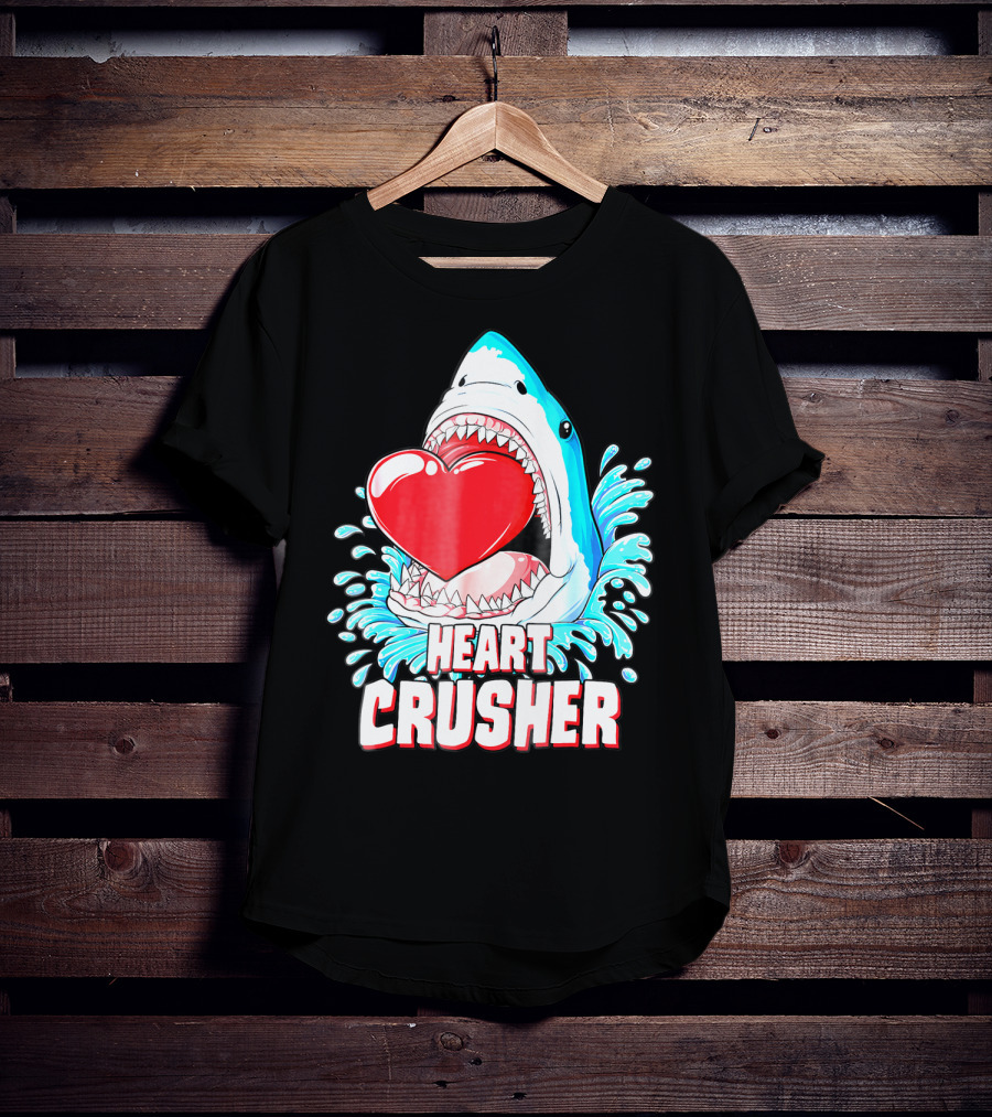 Heart Crusher Valentines Day Shark Boys Jawsome Splash T-Shirt