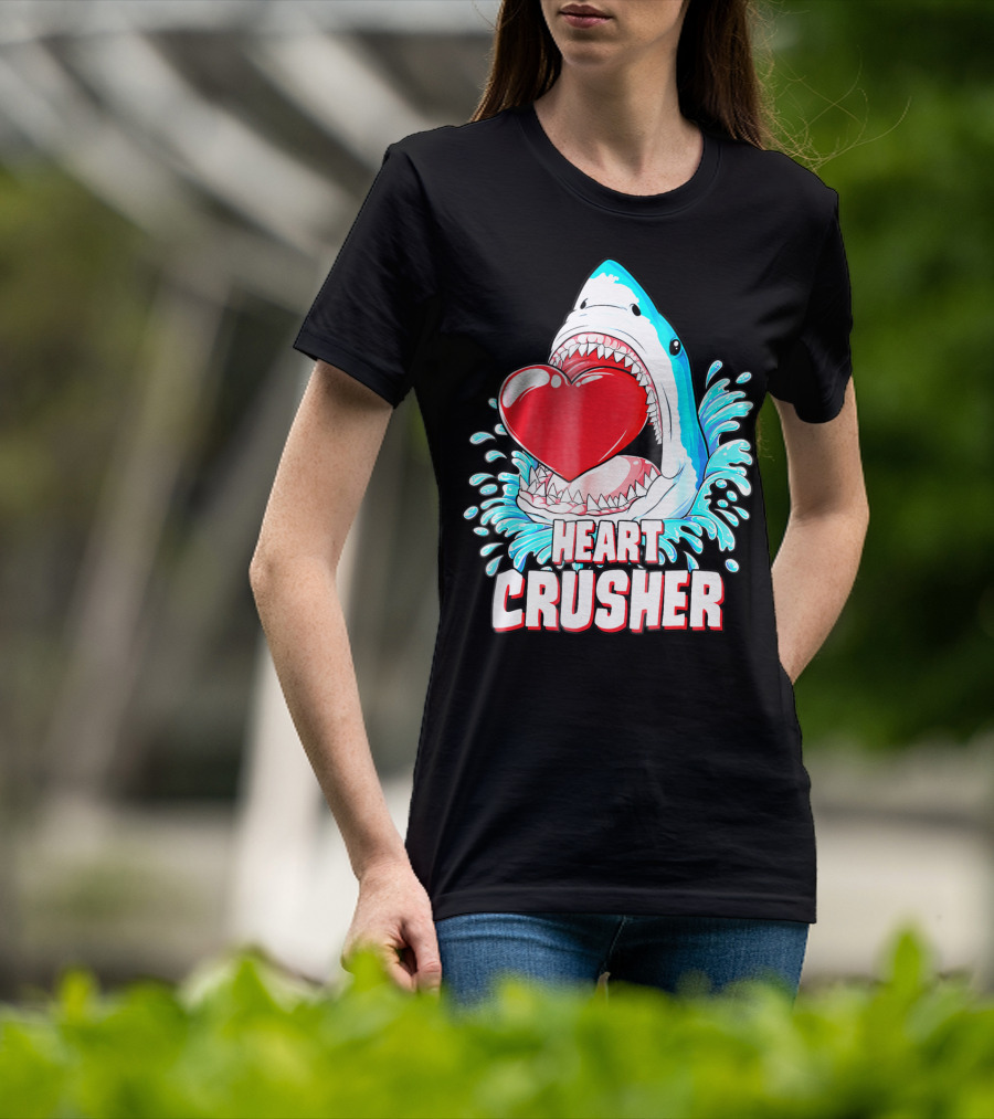 Heart Crusher Valentines Day Shark Boys Jawsome Splash T-Shirt