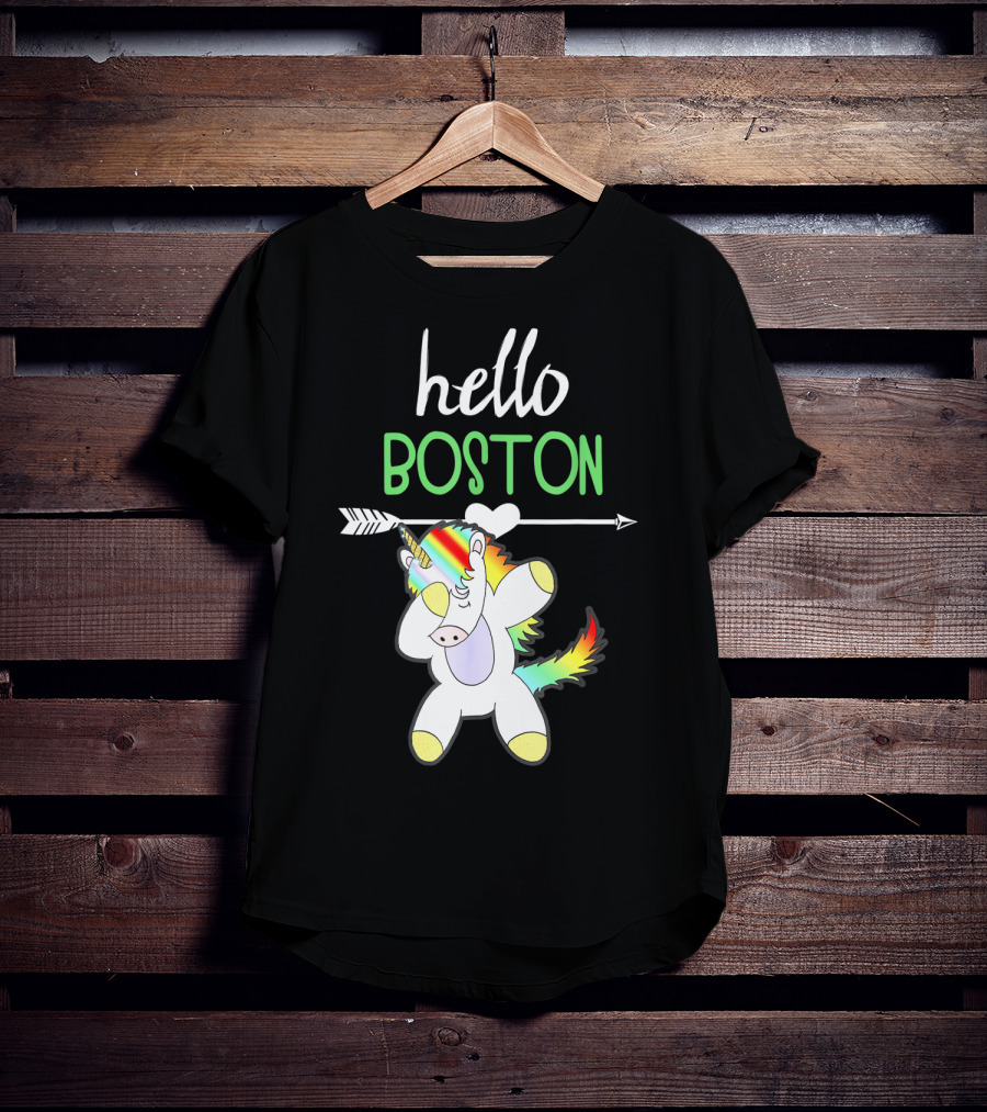 Hello Boston Dabbing Unicorn Girls T-Shirt