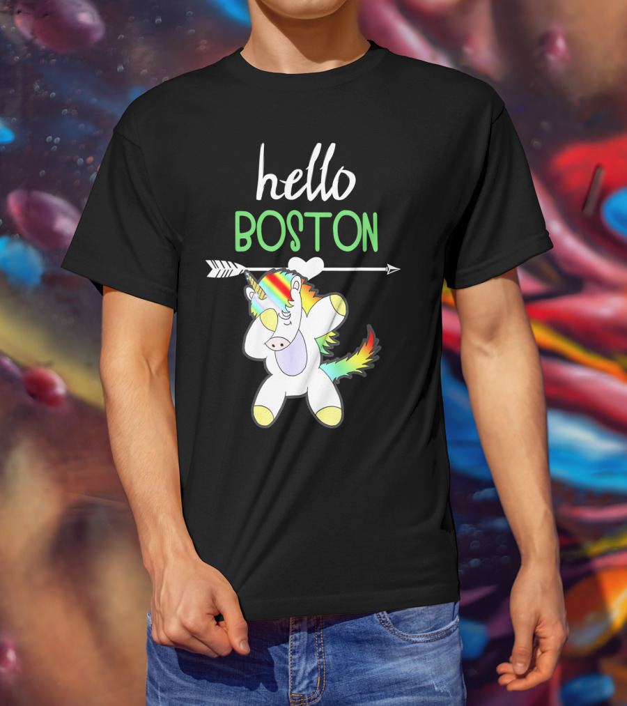Hello Boston Dabbing Unicorn Girls T-Shirt