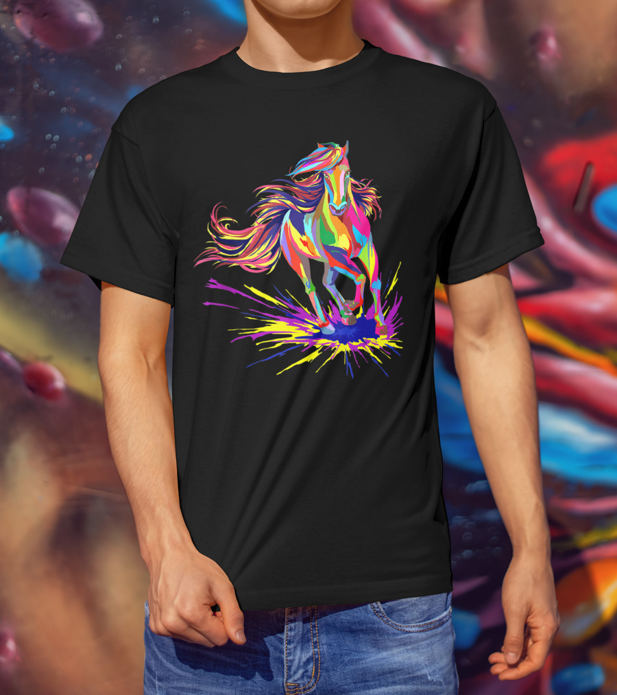 Horse Watercolor I Love Horseback Riding Funny Horse T-Shirt