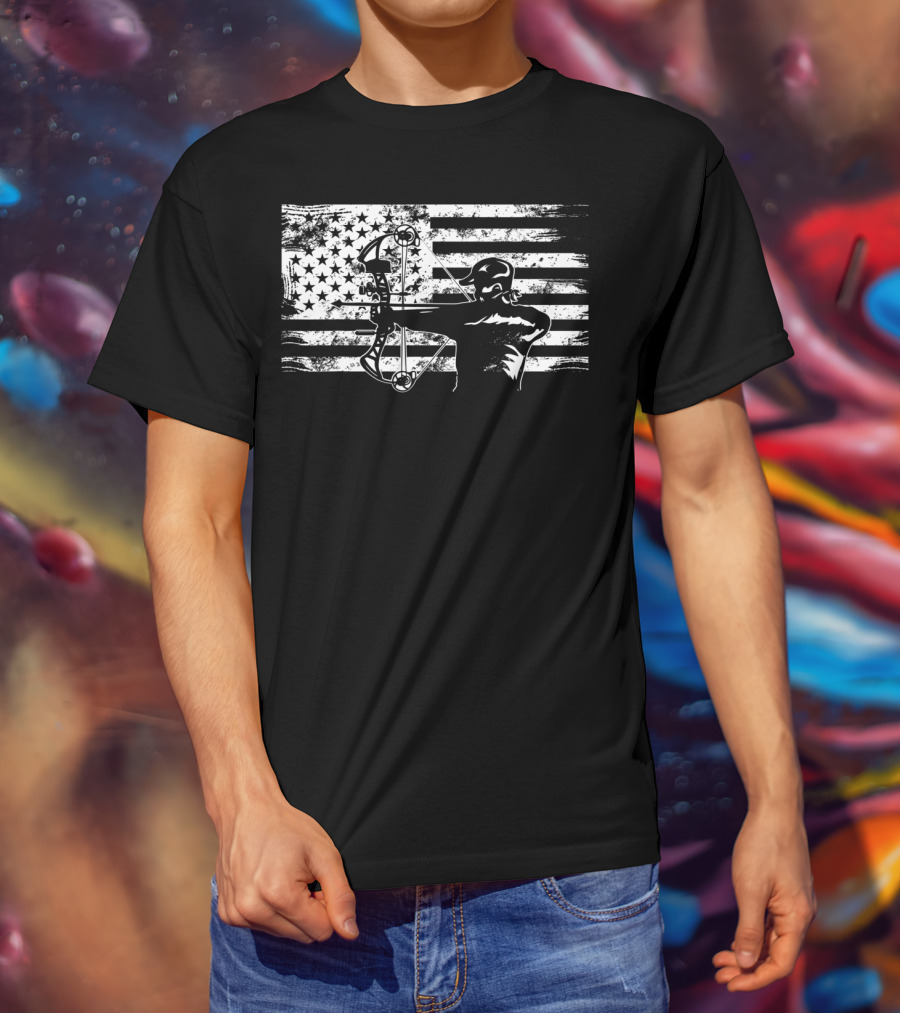 American Flag Bowhunting Archer Hunter T-Shirt