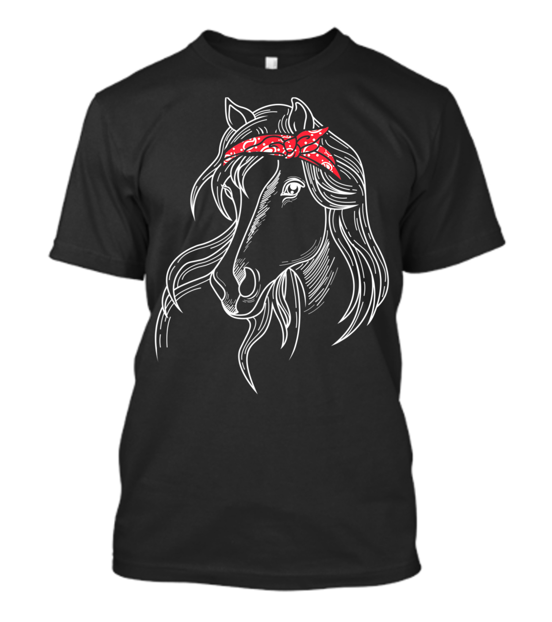 I Love Horses Red Bandana Cute Riding Horseback T-Shirt