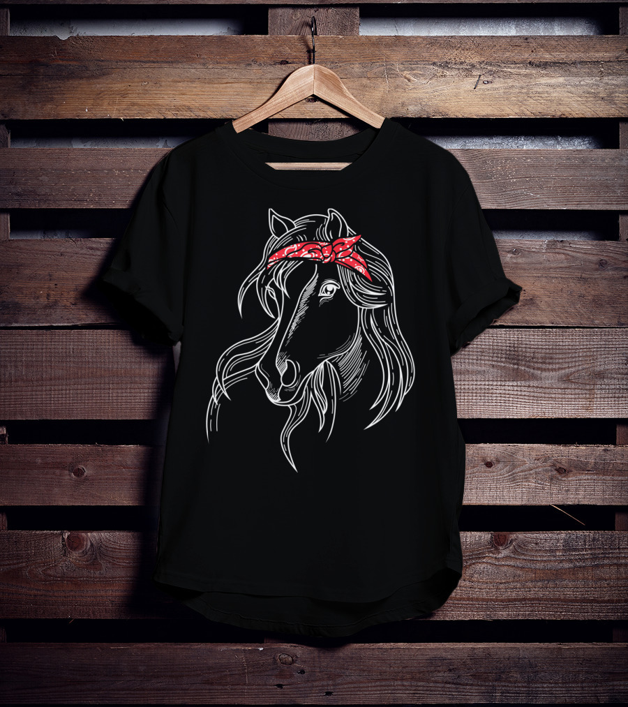 I Love Horses Red Bandana Cute Riding Horseback T-Shirt