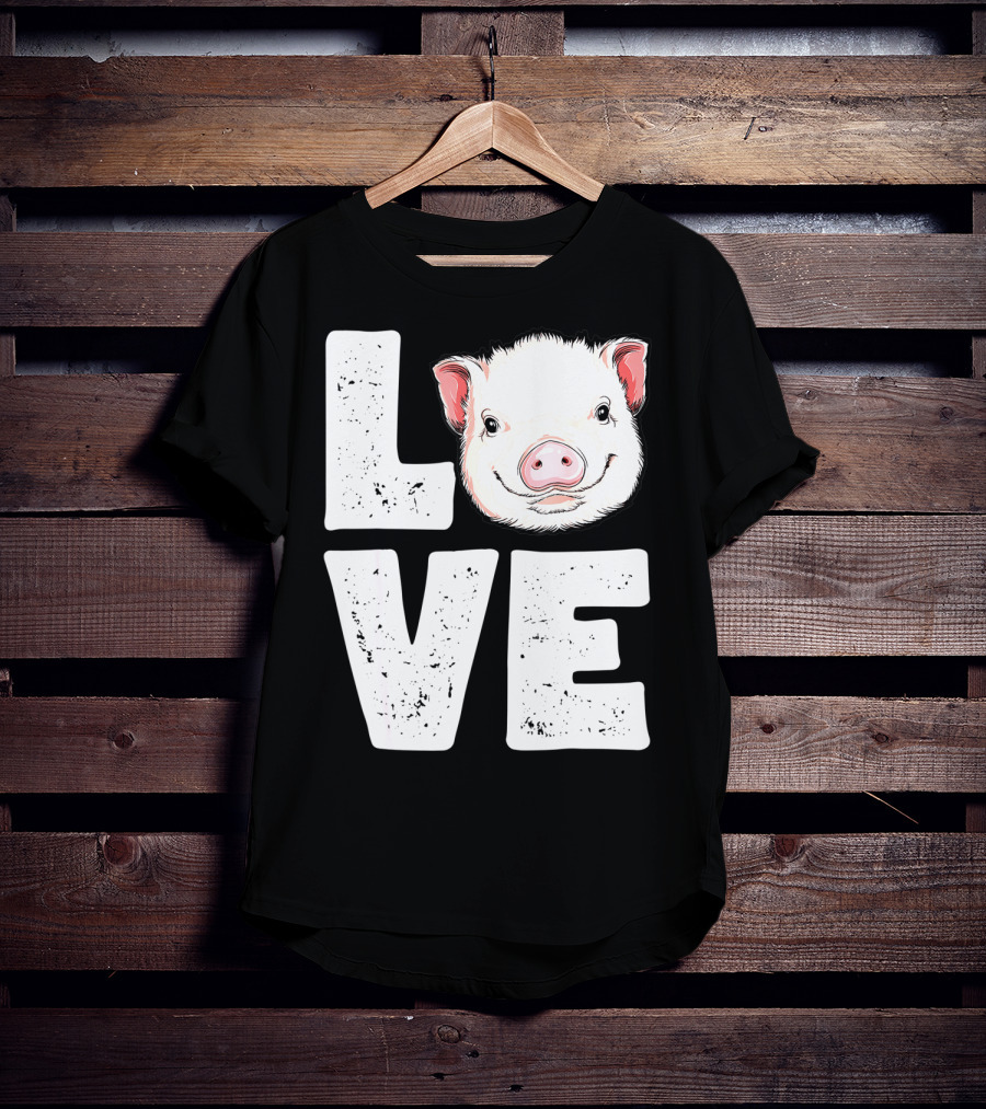Love Pig Lovers Farming Farmer Girls T-Shirt