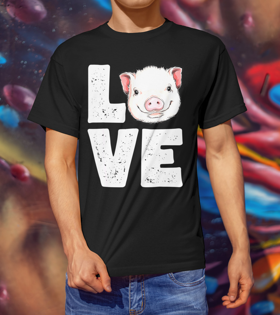 Love Pig Lovers Farming Farmer Girls T-Shirt