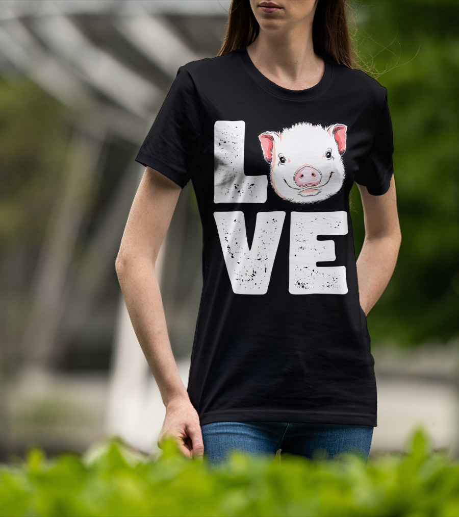 Love Pig Lovers Farming Farmer Girls T-Shirt