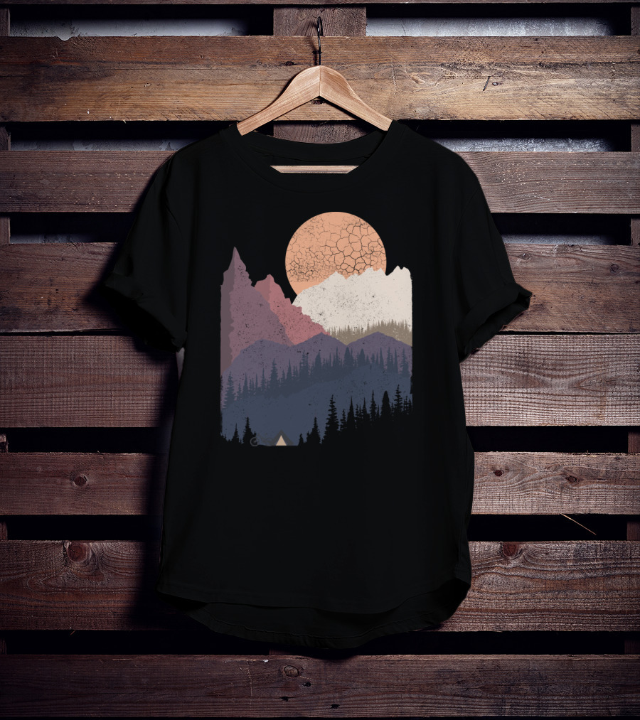 Be Wild Mountain Landscape With Moon And Forest T-Shirt