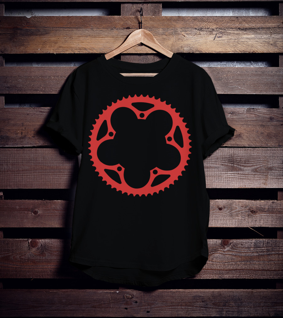 Bicycle Chain Ring Red Gear Shape T-Shirt