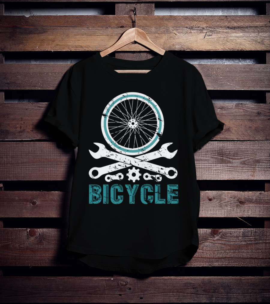 Bicycle Cycling Cyclist Athlete Bike Wheel Wrenches Gear Chain T-Shirt