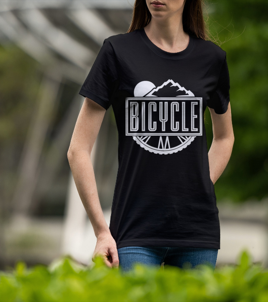 Bicycle Girls Bike Sport Riding Mountain Sunset T-Shirt