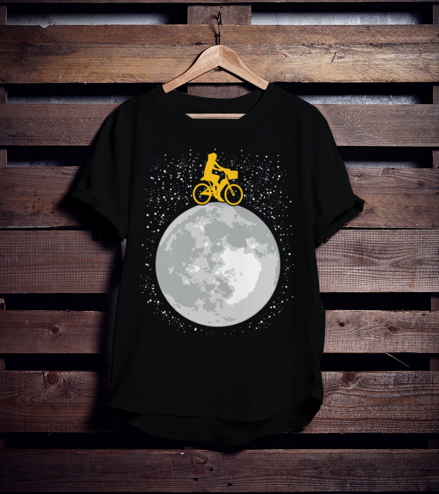 Bicycle Riding On A Starry Moon Scene T-Shirt