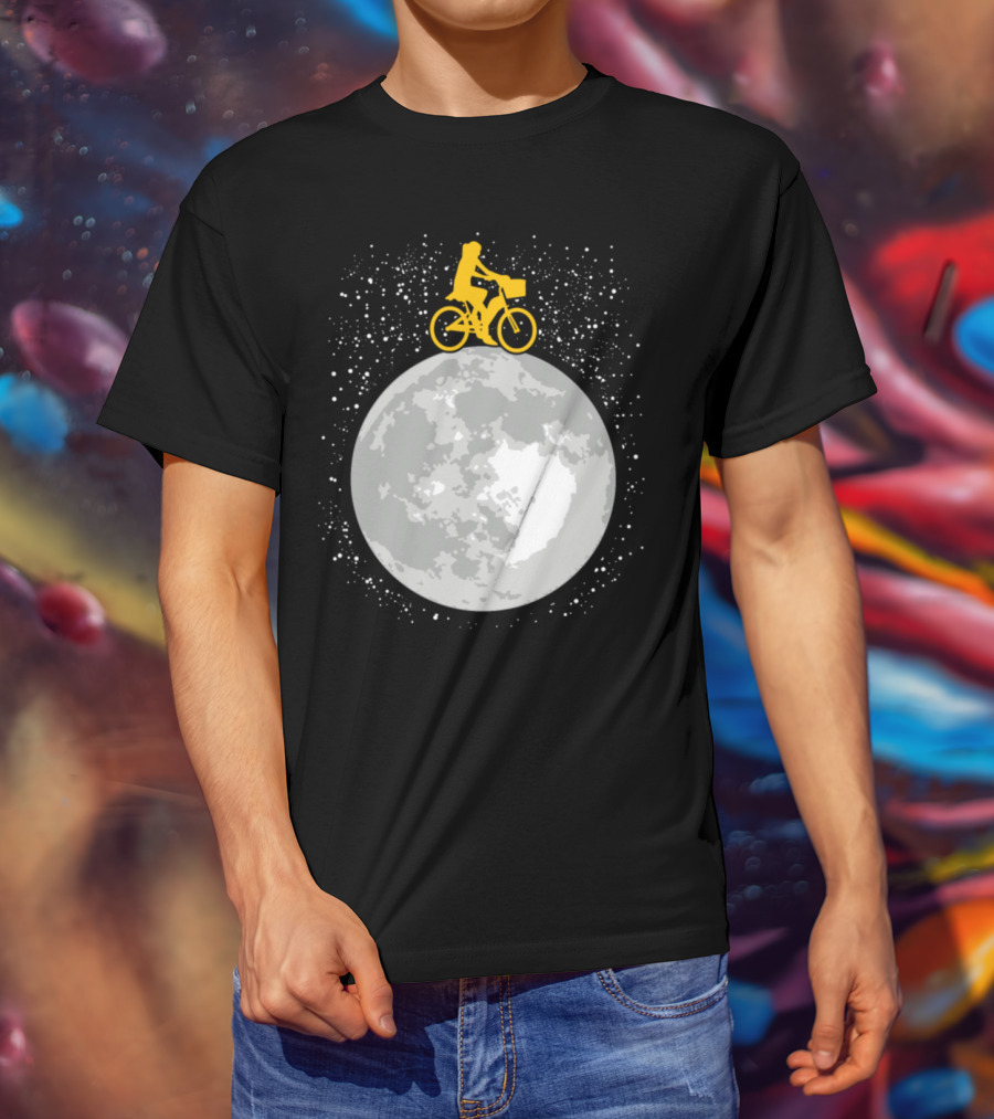 Bicycle Riding On A Starry Moon Scene T-Shirt