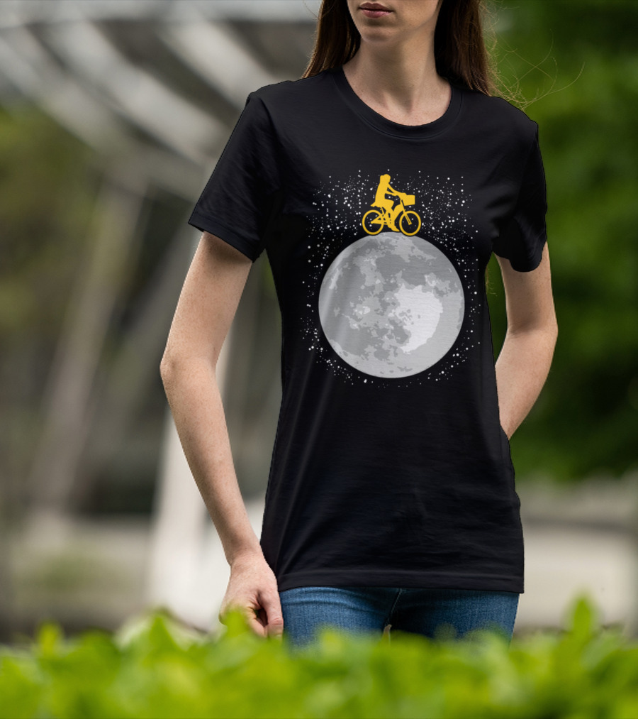 Bicycle Riding On A Starry Moon Scene T-Shirt