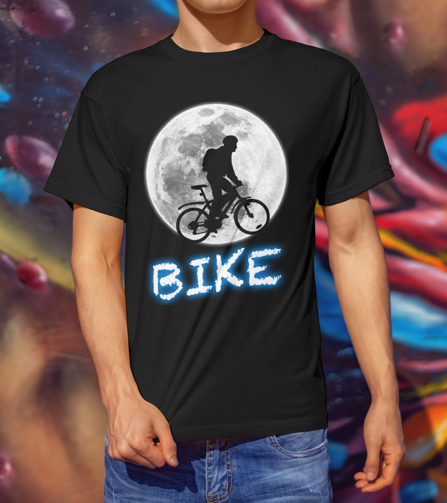 BIKE Silhouette Blue Moon Cycling Adventure T-Shirt
