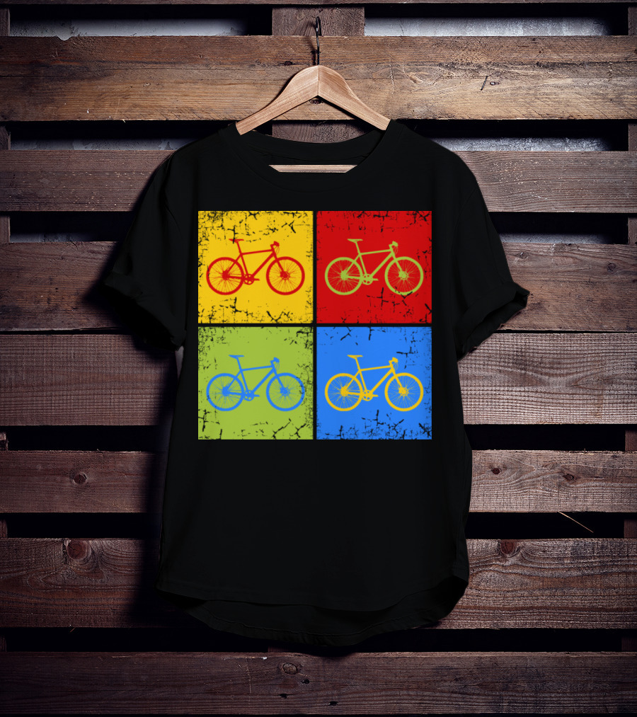 Bike Pop Art Colorful Bicycle Squares T-Shirt