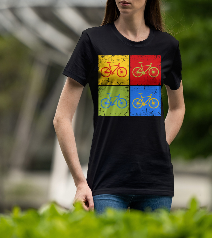 Bike Pop Art Colorful Bicycle Squares T-Shirt