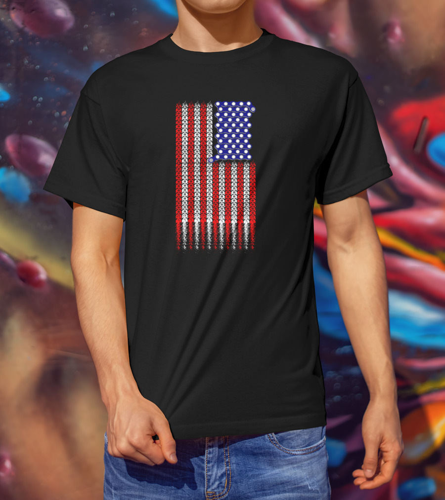 Bike Tread Pattern USA Flag T-Shirt