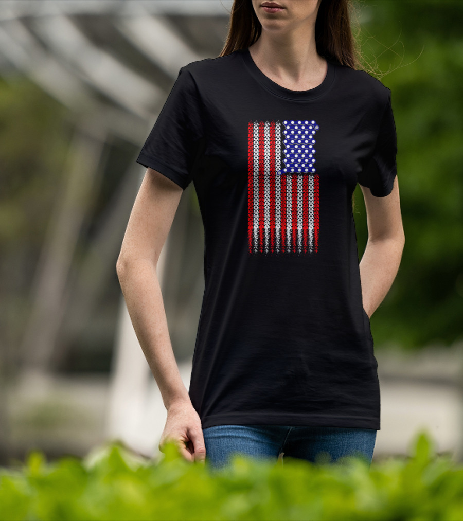 Bike Tread Pattern USA Flag T-Shirt