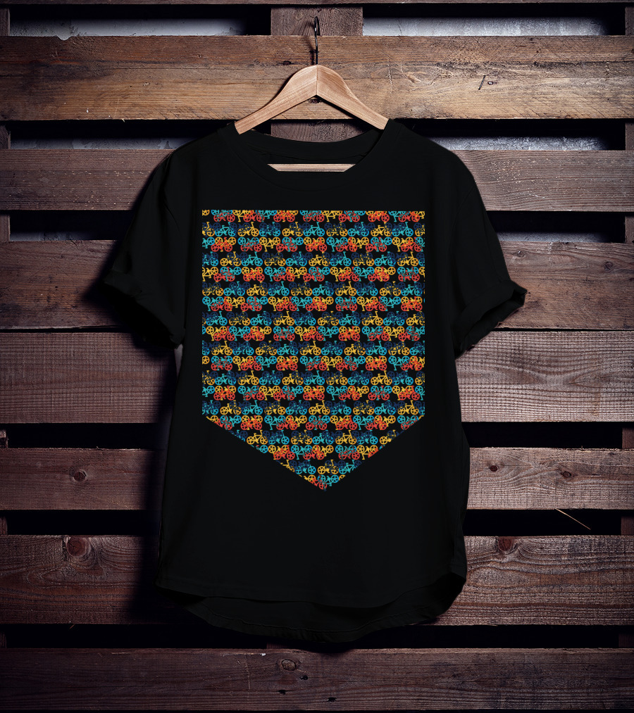 Bikes Pattern Multicolor Repeating T-Shirt