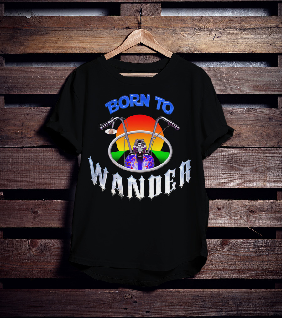 Born To Wander Motorcycle Sunset Journey Adventure T-Shirt