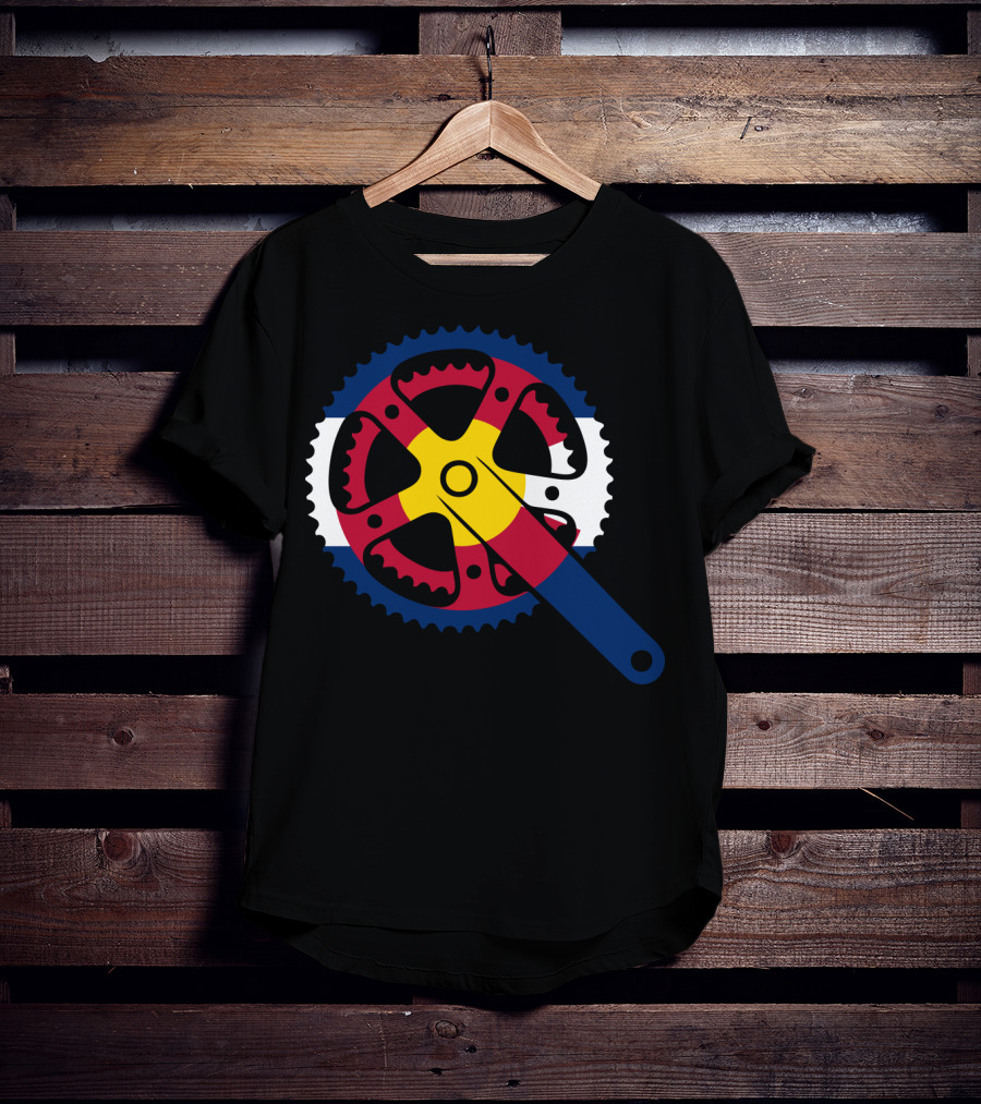 Colorado Bicycle Chainring With State Flag Colors T-Shirt